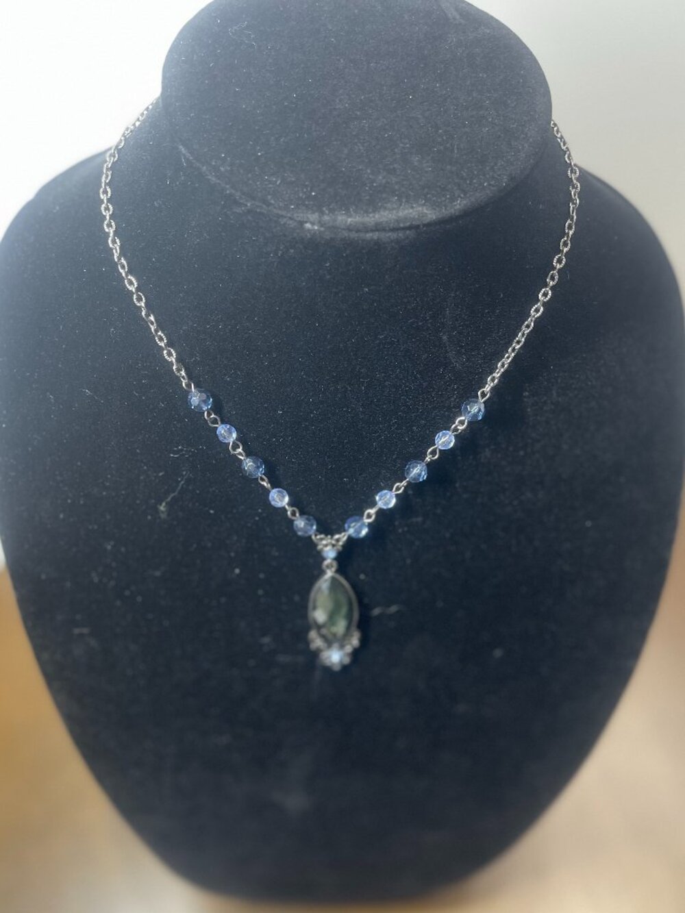 Art Deco Vintage Style Necklace - Blue Beaded Necklace - 1928 brand